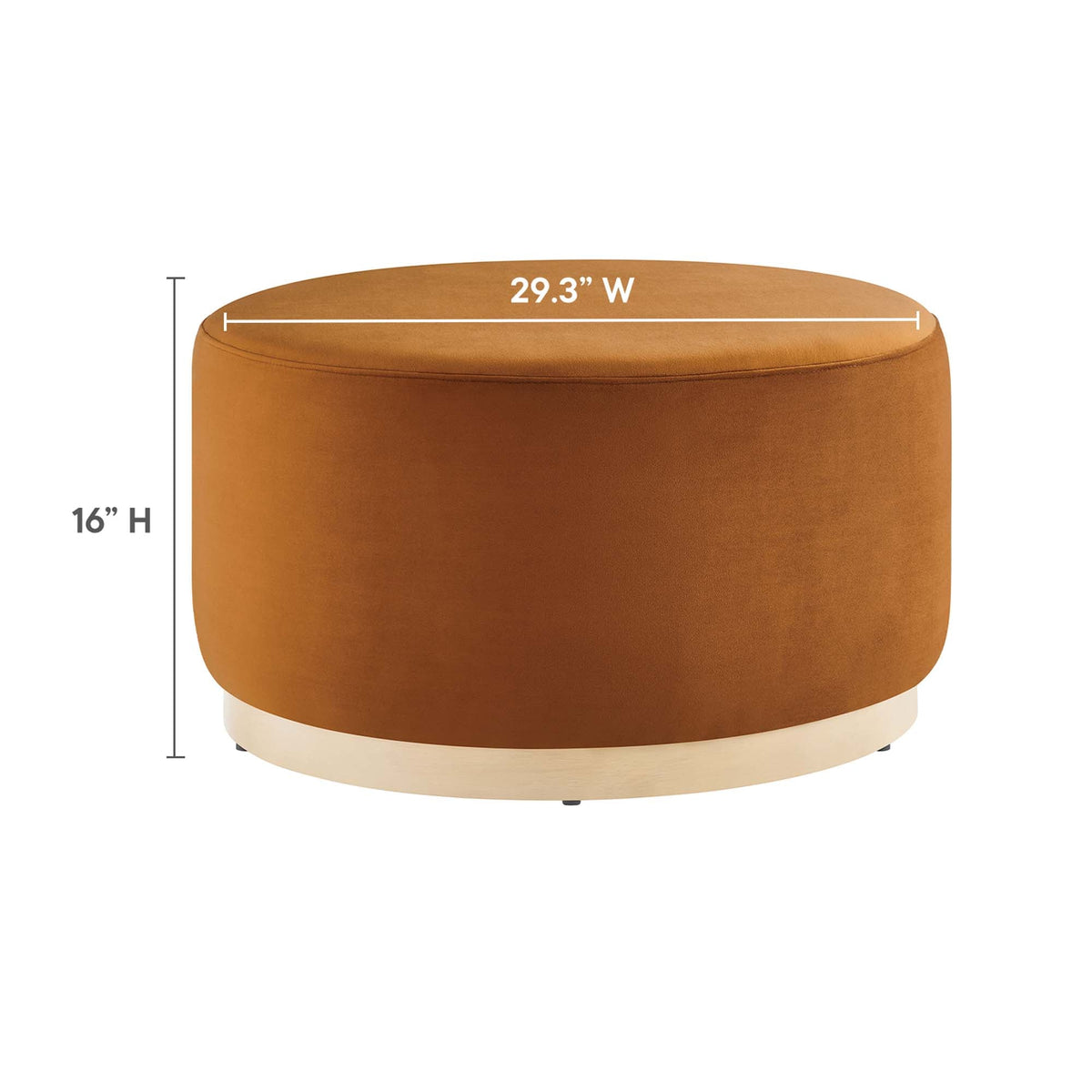 Tilden Large Round Performance Velvet Upholstered Ottoman orange velvet 29.3W by HouseOfZazla on Tampa Home & Garden Store