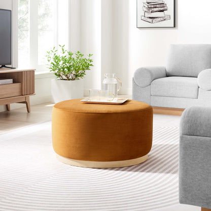 Tilden Large Round Performance Velvet Ottoman in burnt orange by HouseOfZazla on Tampa Home & Garden Store