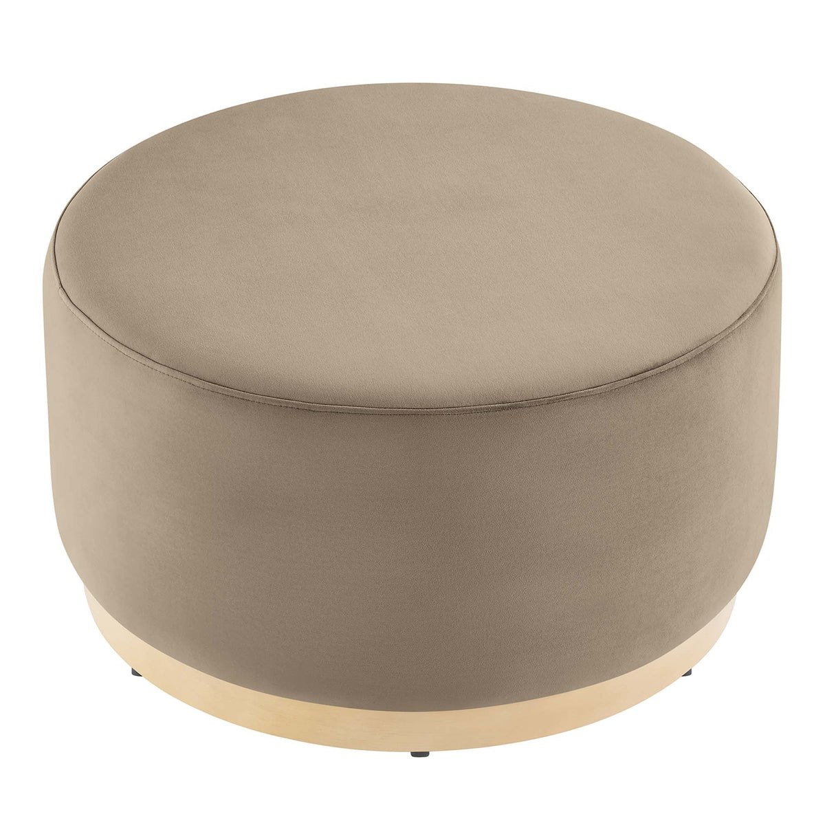 Tilden Large Round Performance Velvet Ottoman beige by HouseOfZazla for living room on Tampa Home & Garden Store