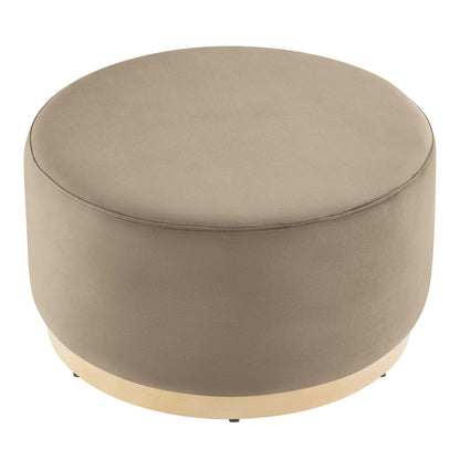 Tilden Large Round Performance Velvet Ottoman beige by HouseOfZazla for living room on Tampa Home & Garden Store
