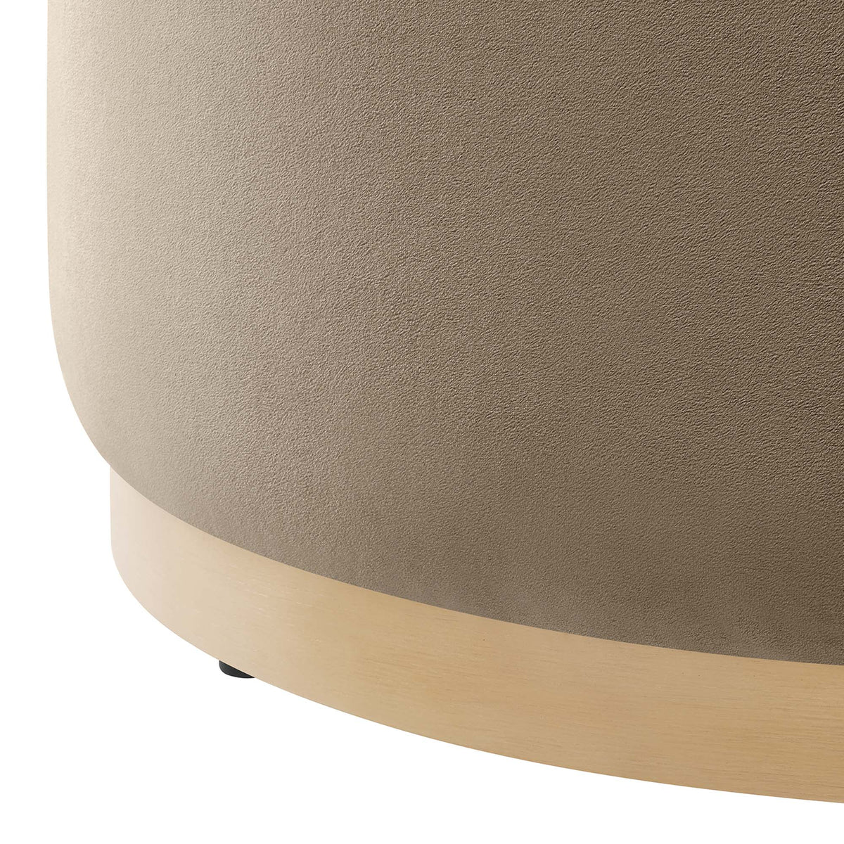 Tilden large round performance velvet upholstered ottoman taupe by HouseOfZazla on Tampa Home & Garden Store