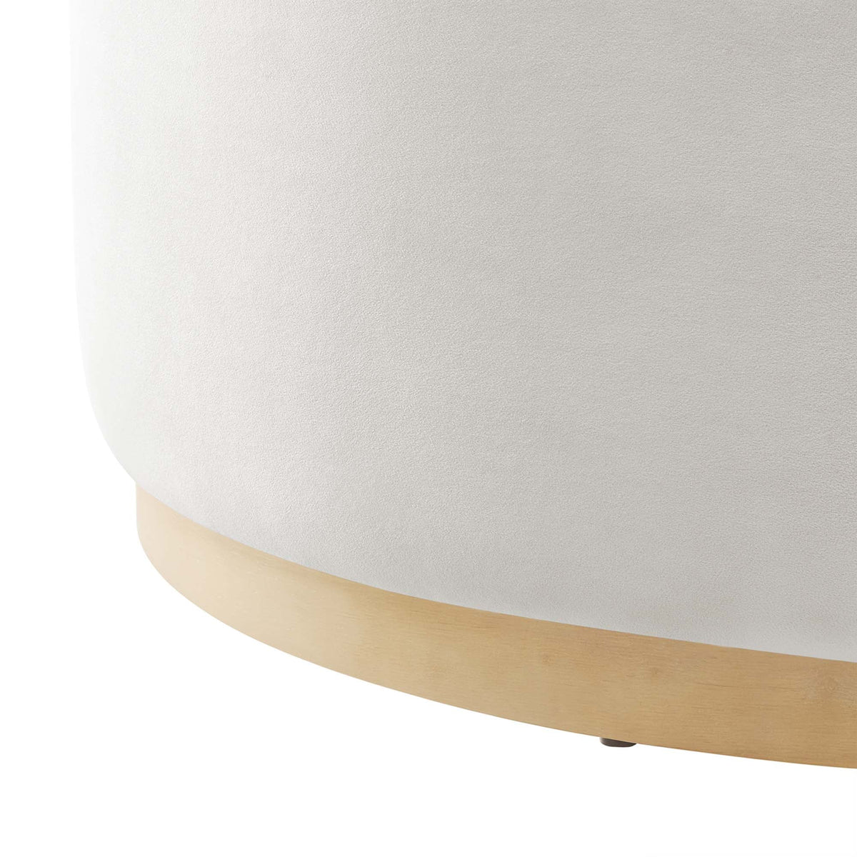 Tilden 38in round velvet ottoman by Modway, light gray velvet with wood base on Tampa Home & Garden Store