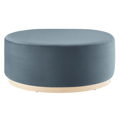 Tilden Large 38in Round Velvet Upholstered Ottoman blue with wood base by Modway on Tampa Home & Garden Store