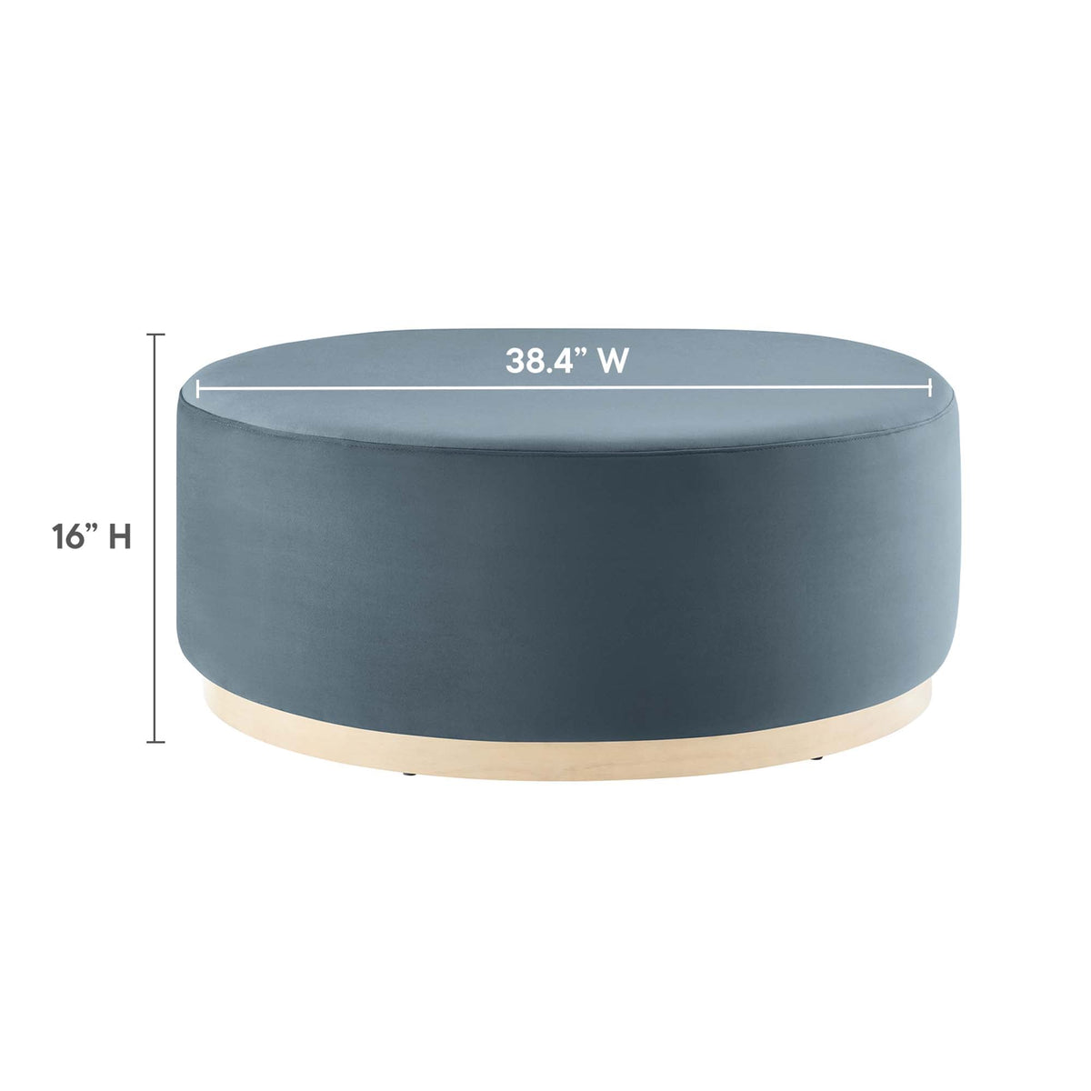 Tilden Large 38in Round Velvet Upholstered Ottoman in blue with wood base by Modway on Tampa Home & Garden Store
