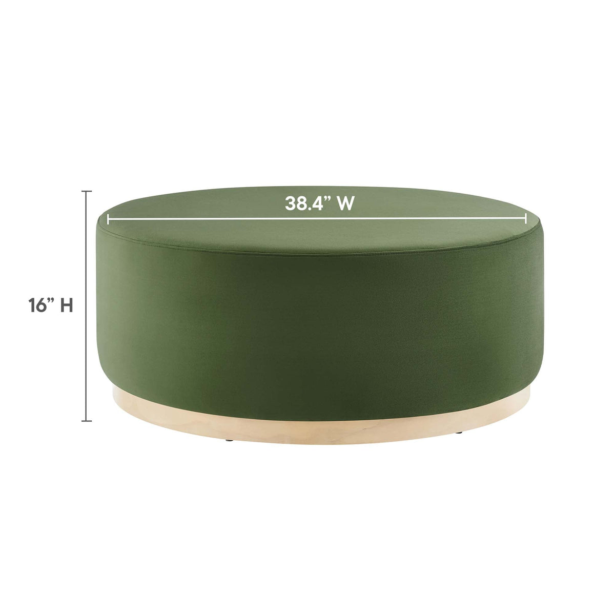 Tilden Large 38in round velvet ottoman in green with wood base by Modway on Tampa Home & Garden Store