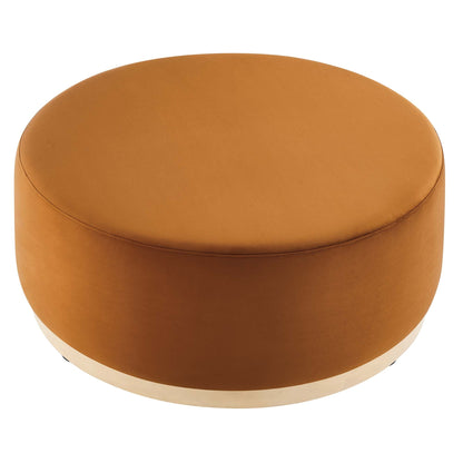 Tilden Large 38in Round Performance Velvet Upholstered Ottoman orange velvet finish by Modway on Tampa Home & Garden Store