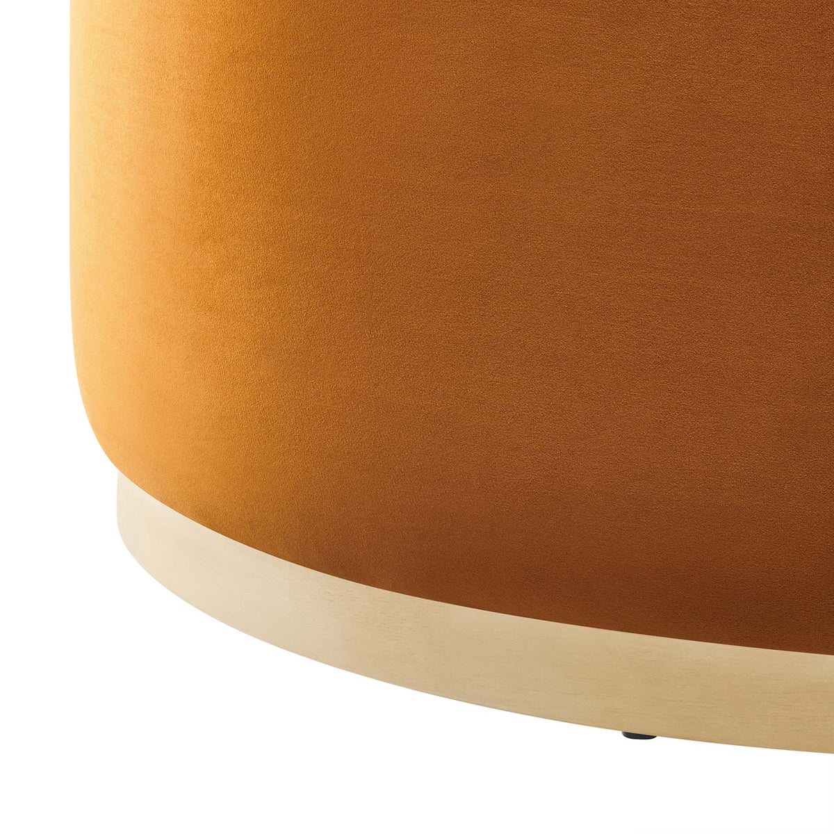 Tilden large round performance velvet ottoman upholstery close-up in caramel brown by Modway on Tampa Home & Garden Store