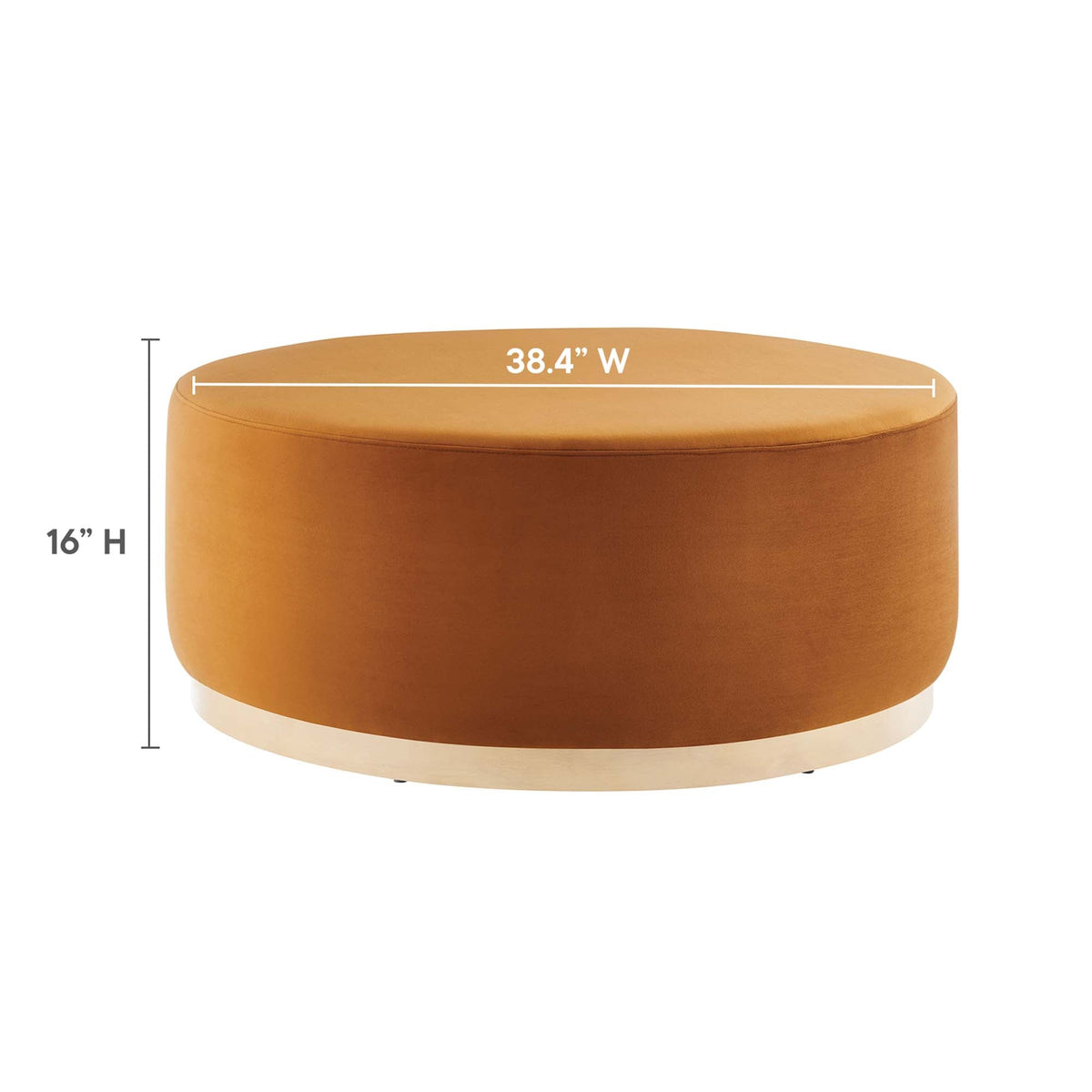 Tilden Large 38in round velvet ottoman by Modway camel upholstery 38in dia x16in H wood base on Tampa Home & Garden Store