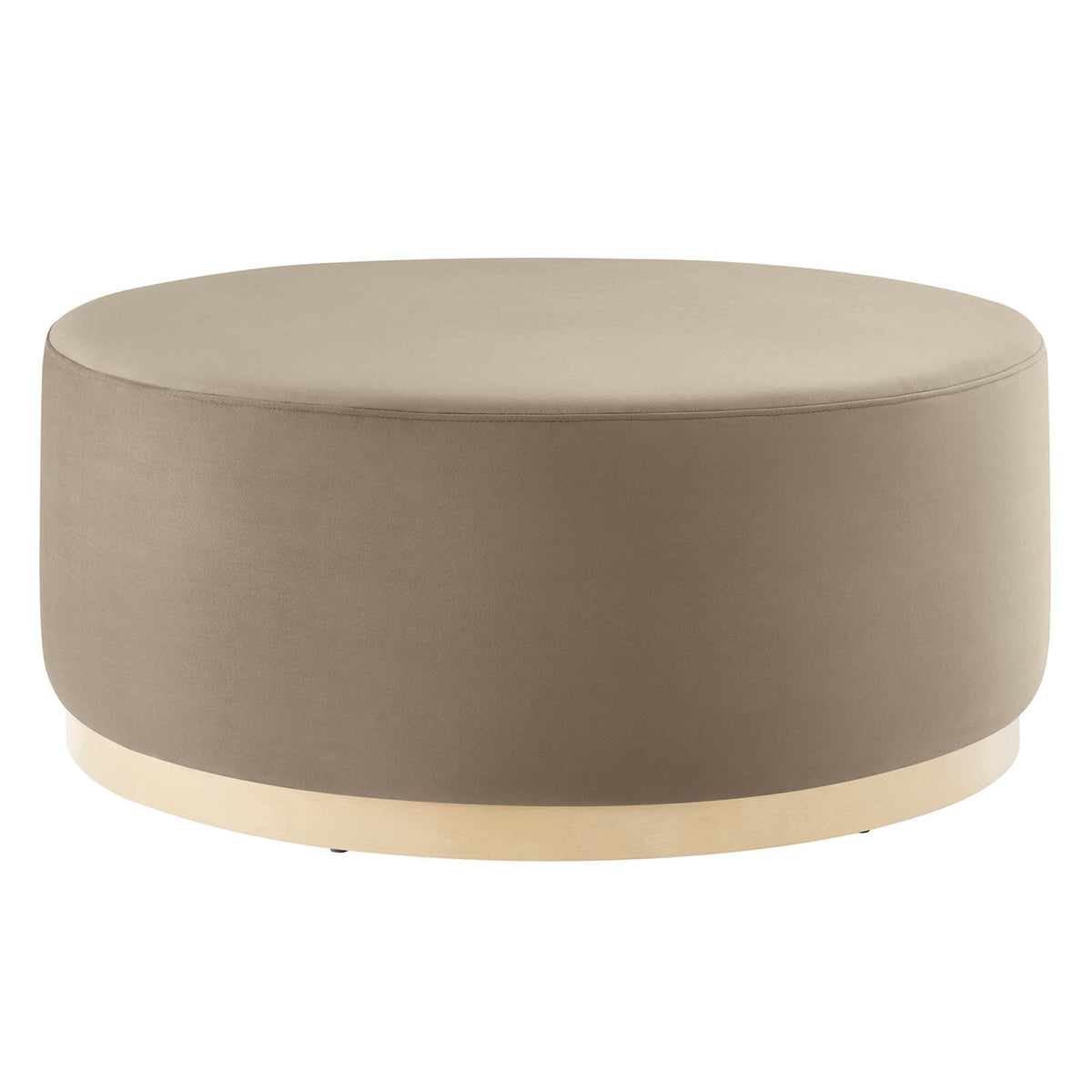 Tilden Large 38" Round Performance Velvet Upholstered Ottoman beige on Tampa Home & Garden Store