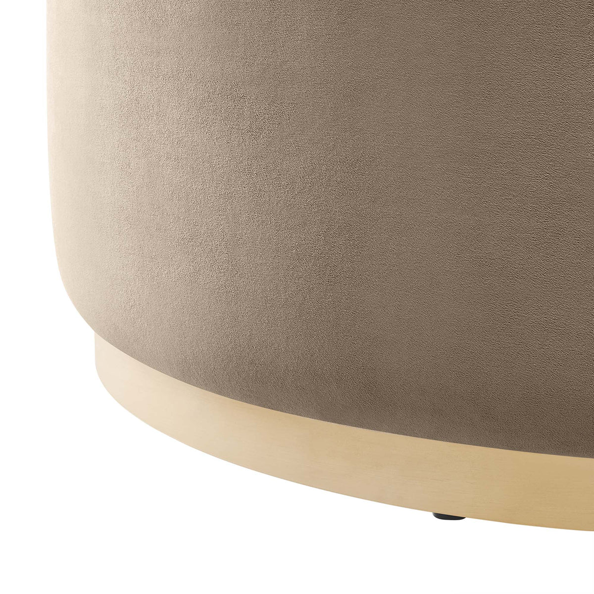 Tilden Large 38in Round Performance Velvet Upholstered Ottoman taupe by HouseOfZazla on Tampa Home & Garden Store