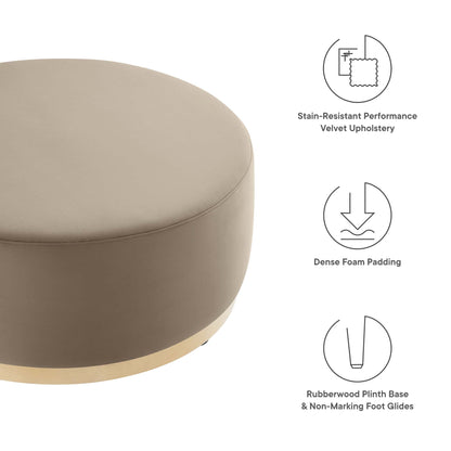 Tilden Large 38in Round Velvet Upholstered Ottoman beige by Modway on Tampa Home & Garden Store