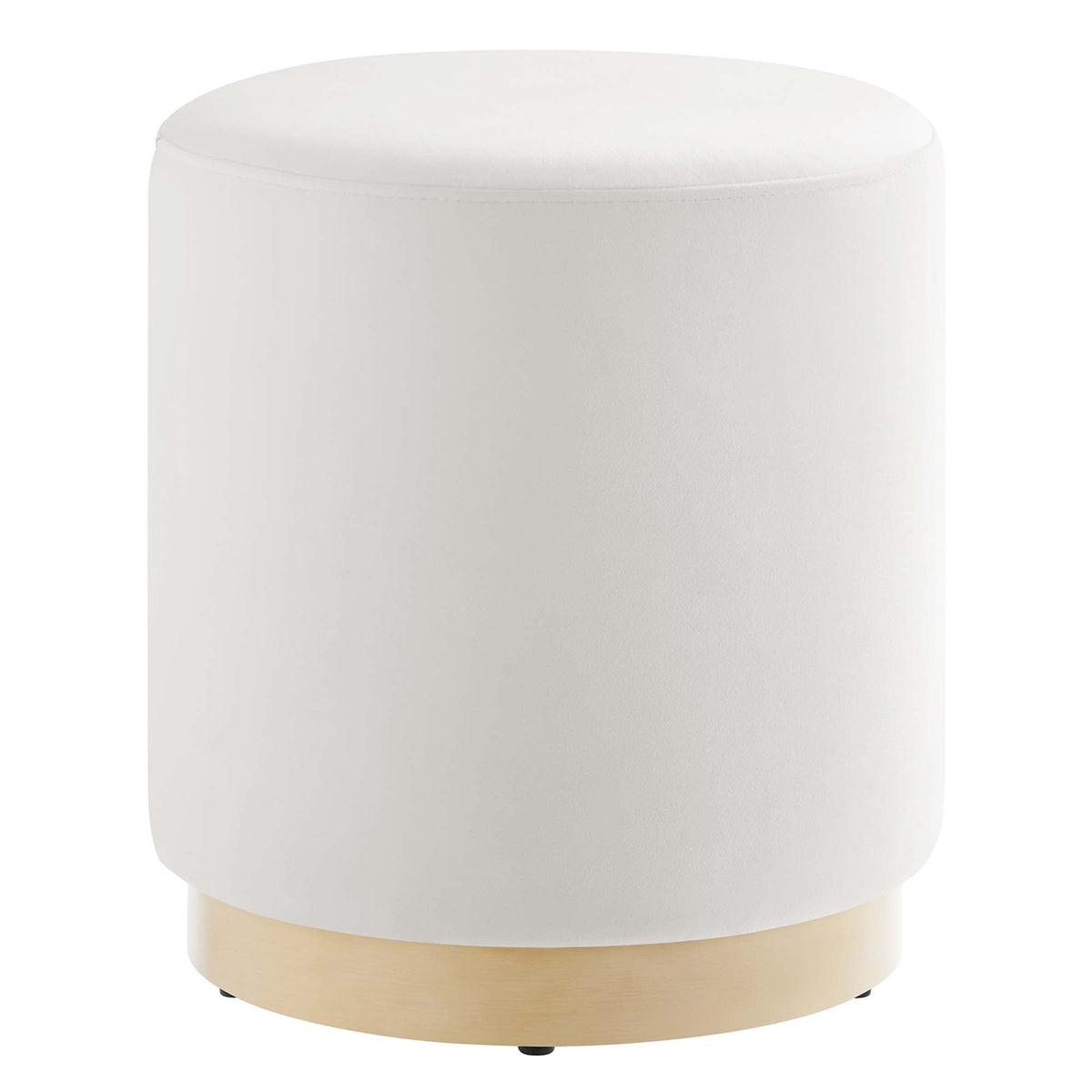 Round white 16in performance velvet upholstered ottoman with natural wood base by Modway on Tampa Home & Garden Store