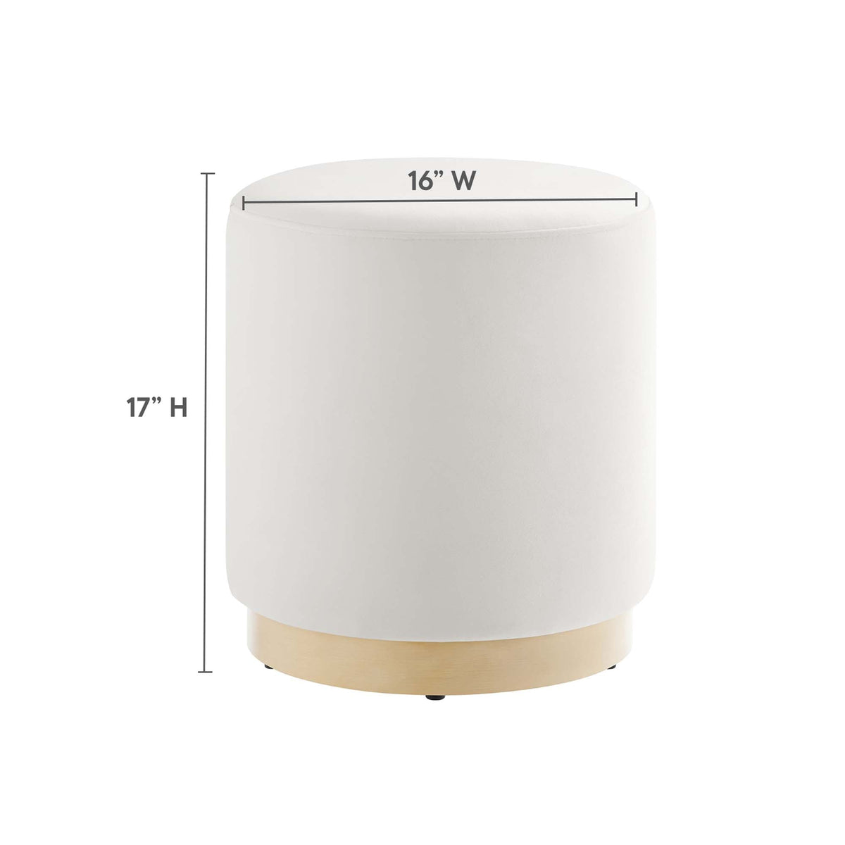 Tilden 16in round performance velvet ottoman by Modway ivory upholstery with natural wood base on Tampa Home & Garden Store