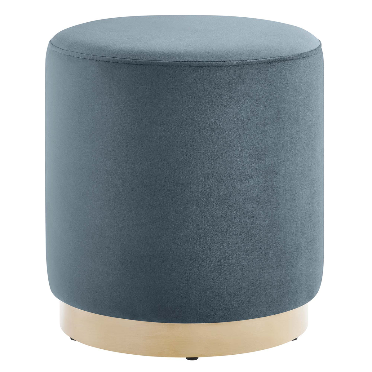 Tilden 16in round performance velvet ottoman in blue with natural wood base by Modway on Tampa Home & Garden Store