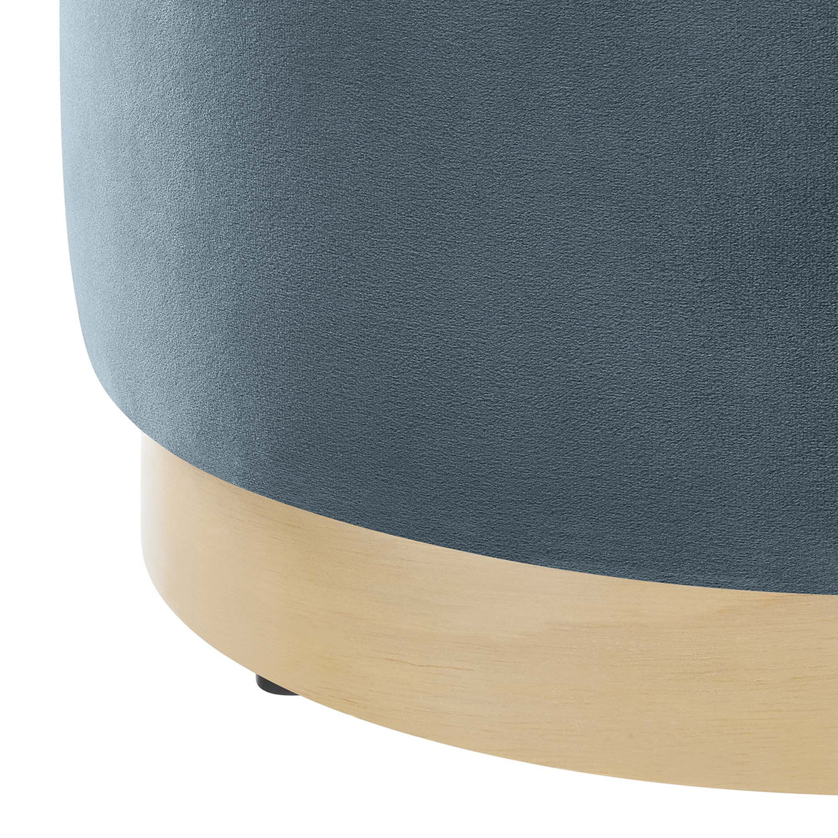 Tilden 16in round performance velvet upholstered ottoman in blue with light wood base by Modway on Tampa Home & Garden Store
