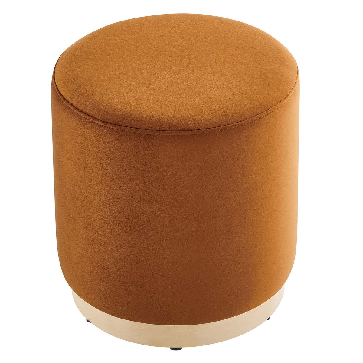 Tilden 16in round velvet upholstered ottoman in tan with light wood base by Modway on Tampa Home & Garden Store