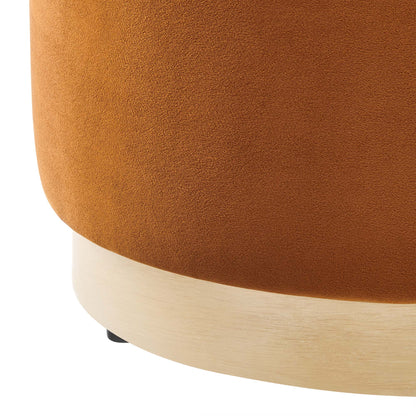 Tilden 16-inch round velvet ottoman in copper orange with a light wood base by Modway on Tampa Home & Garden Store