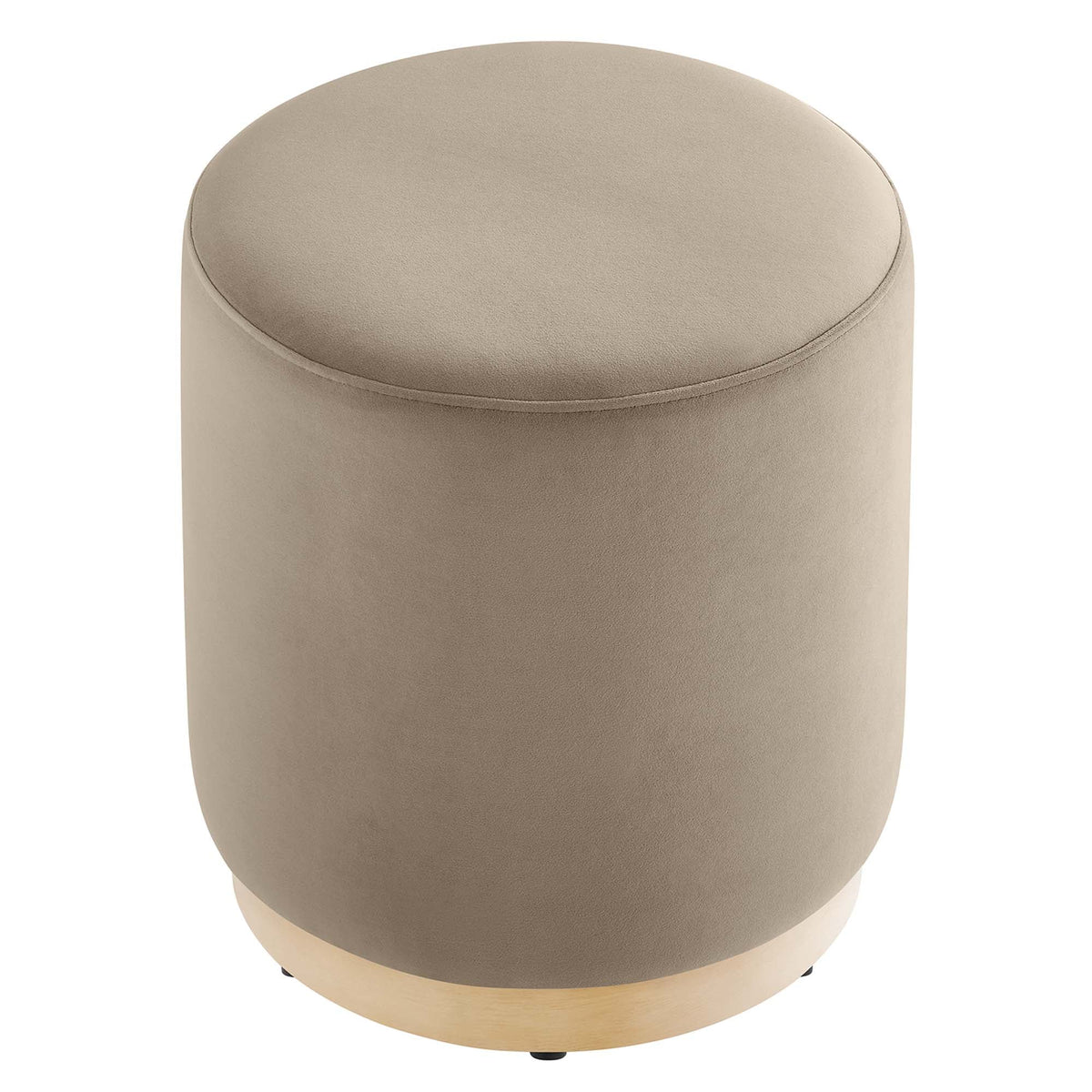 Tilden 16in round performance velvet upholstered ottoman by Modway in taupe with wooden base on Tampa Home & Garden Store
