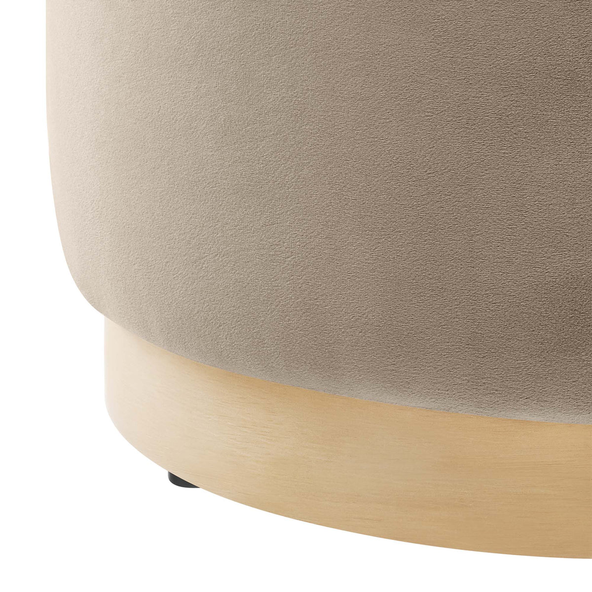 Tilden 16-inch round performance velvet upholstered ottoman taupe with dark legs by Modway on Tampa Home & Garden Store