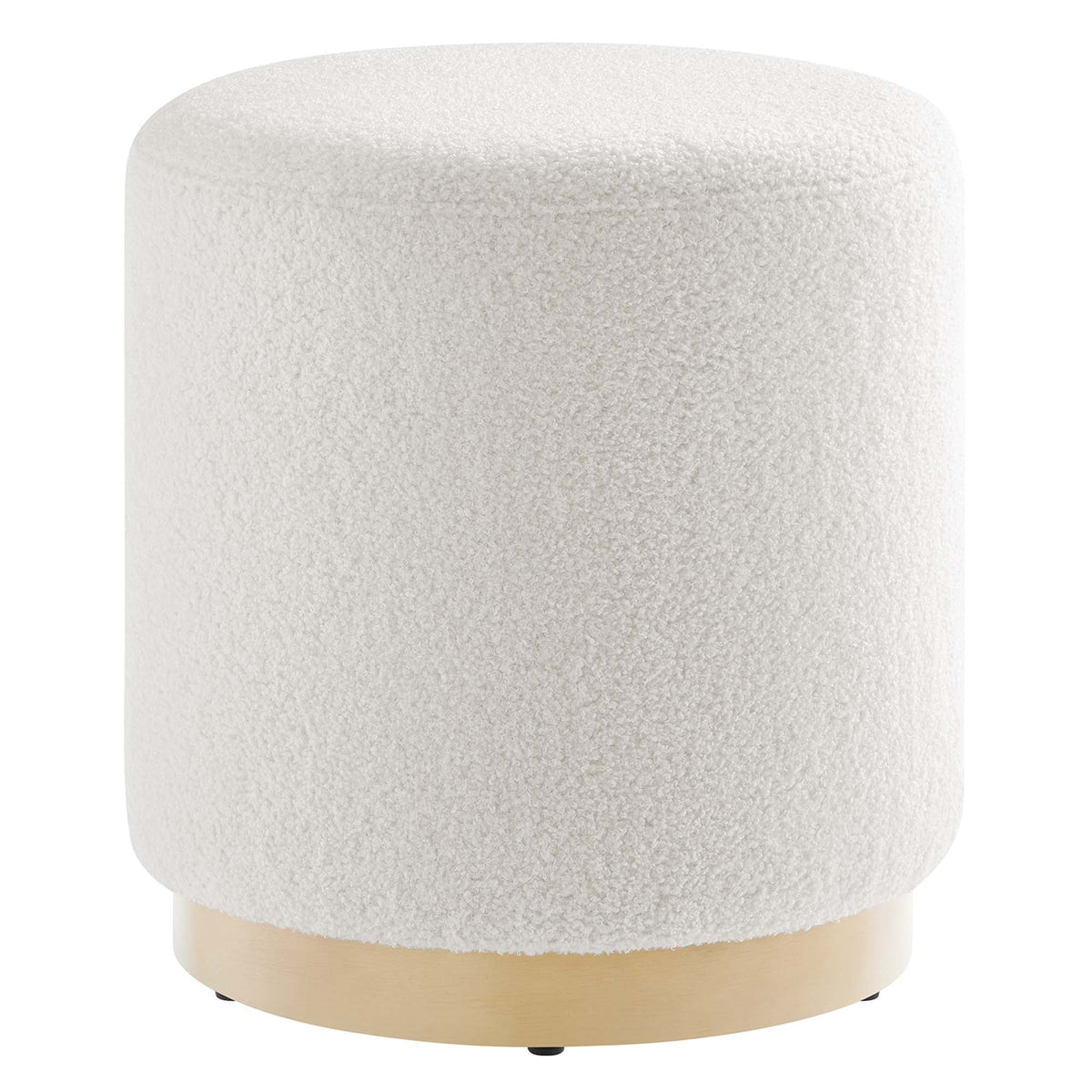 Tilden 16" Round Sherpa Upholstered Ottoman white fabric with natural wood base Modway on Tampa Home & Garden Store