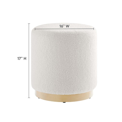 Tilden 16in Round Sherpa Upholstered Ottoman beige Sherpa fabric by HouseOfZazla on Tampa Home & Garden Store