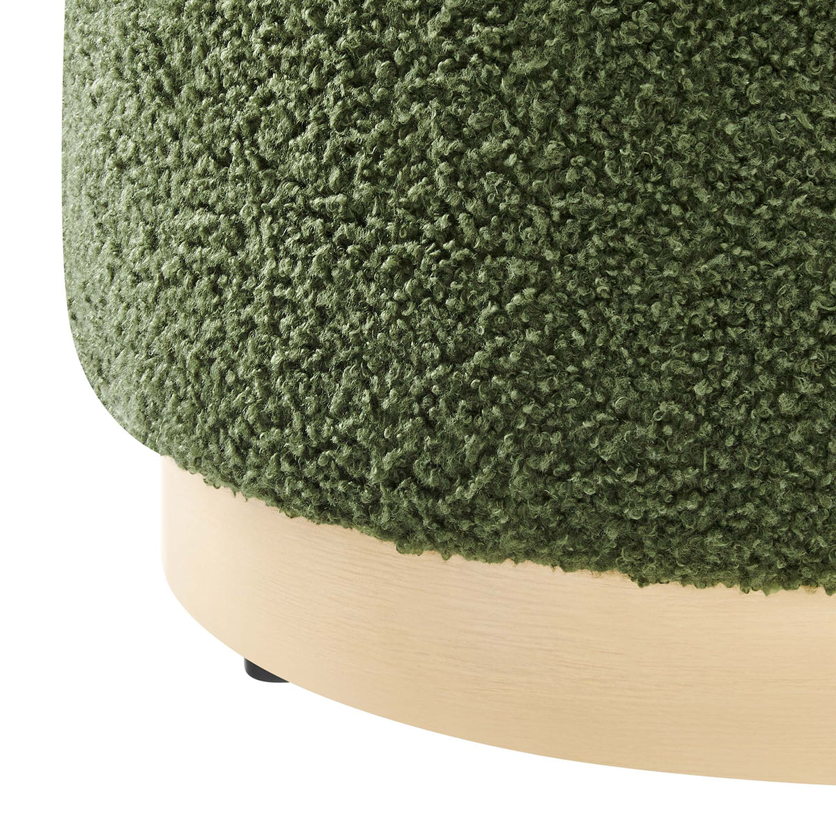 Tilden 16in round sherpa upholstered ottoman in green fabric with wood base Modway on Tampa Home & Garden Store