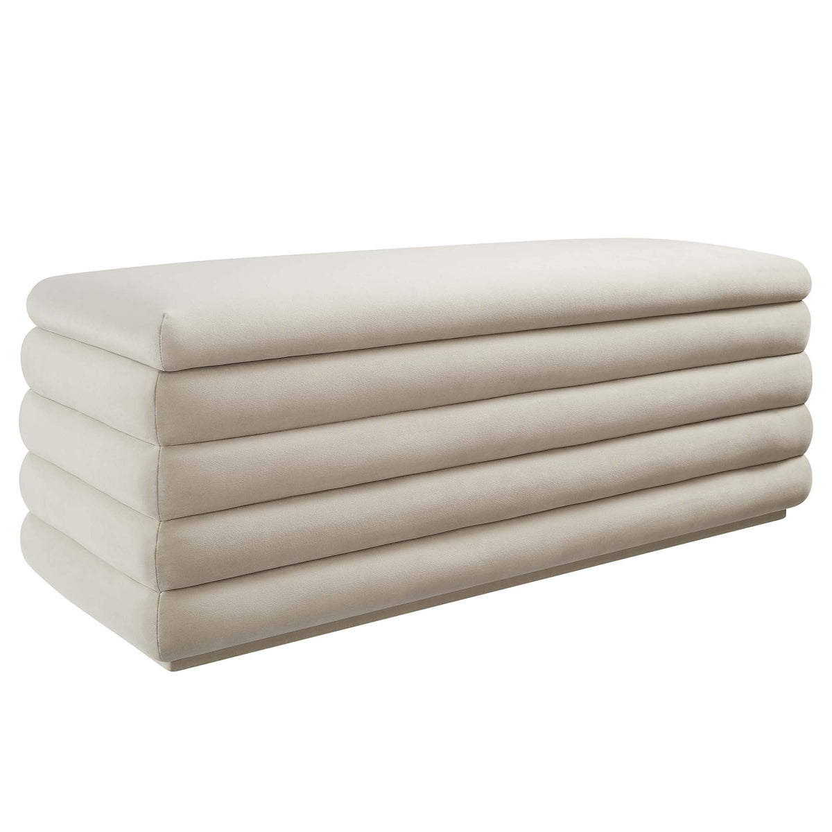 Mezzo Upholstered Performance Velvet Storage Bench by Modway, ivory cream velvet, 3-stack set on Tampa Home & Garden Store