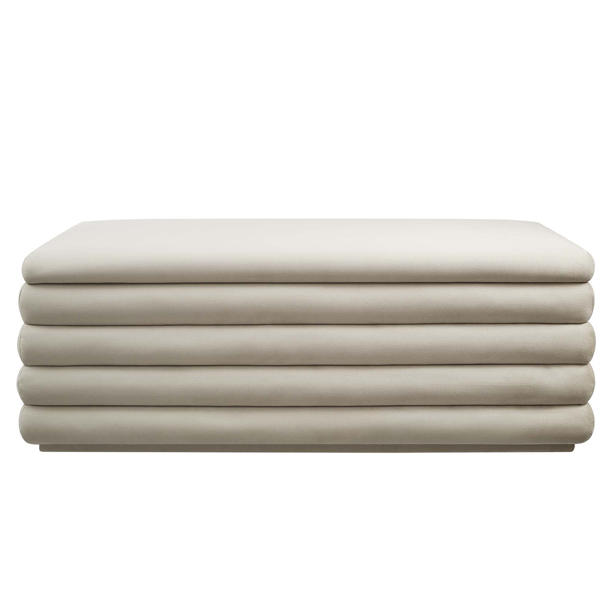 Mezzo Upholstered Performance Velvet Storage Bench by Modway, cream color, rounded edges on Tampa Home & Garden Store