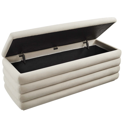 Mezzo upholstered performance velvet storage bench in cream with hinged lid by Modway on Tampa Home & Garden Store