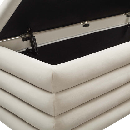 Mezzo Upholstered Performance Velvet Storage Bench by Modway, white velvet, hinged lid on Tampa Home & Garden Store
