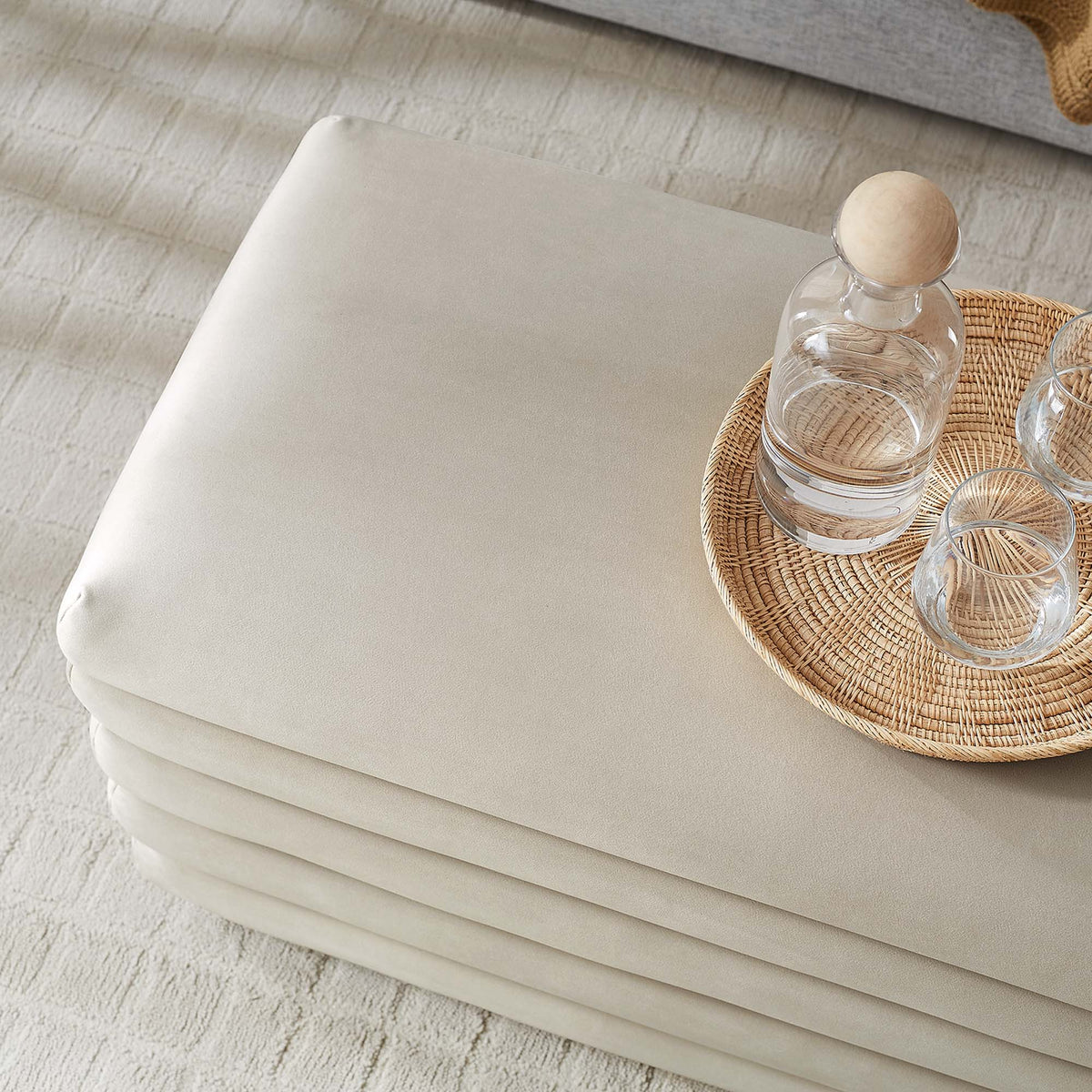 Mezzo Upholstered Performance Velvet Storage Bench by Modway, cream velvet, storage bench on Tampa Home & Garden Store