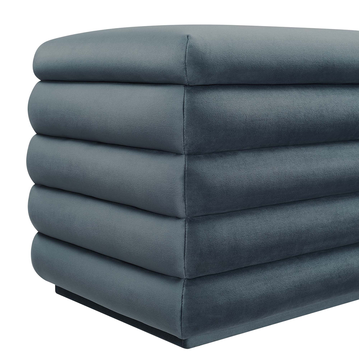Mezzo Upholstered Performance Velvet Storage Bench blue-gray velvet with seam by Modway on Tampa Home & Garden Store