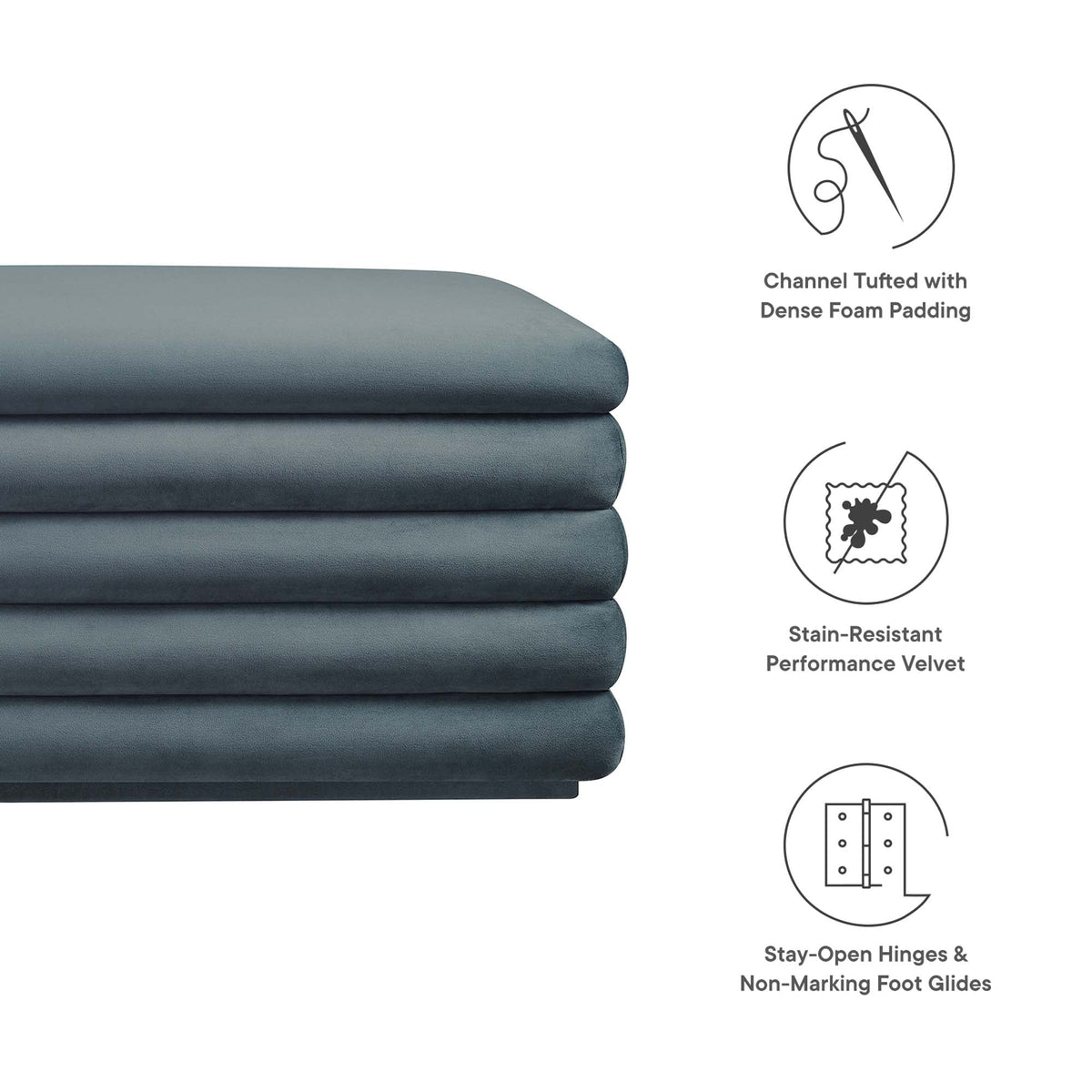 Mezzo Upholstered Storage Bench in blue performance velvet by Modway on Tampa Home & Garden Store