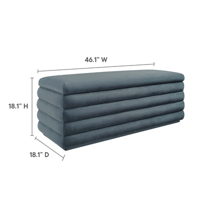 Mezzo Upholstered Velvet Storage Bench by Modway in blue velvet with built-in storage on Tampa Home & Garden Store