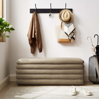Modway Mezzo upholstered performance velvet storage bench in beige for entryway on Tampa Home & Garden Store