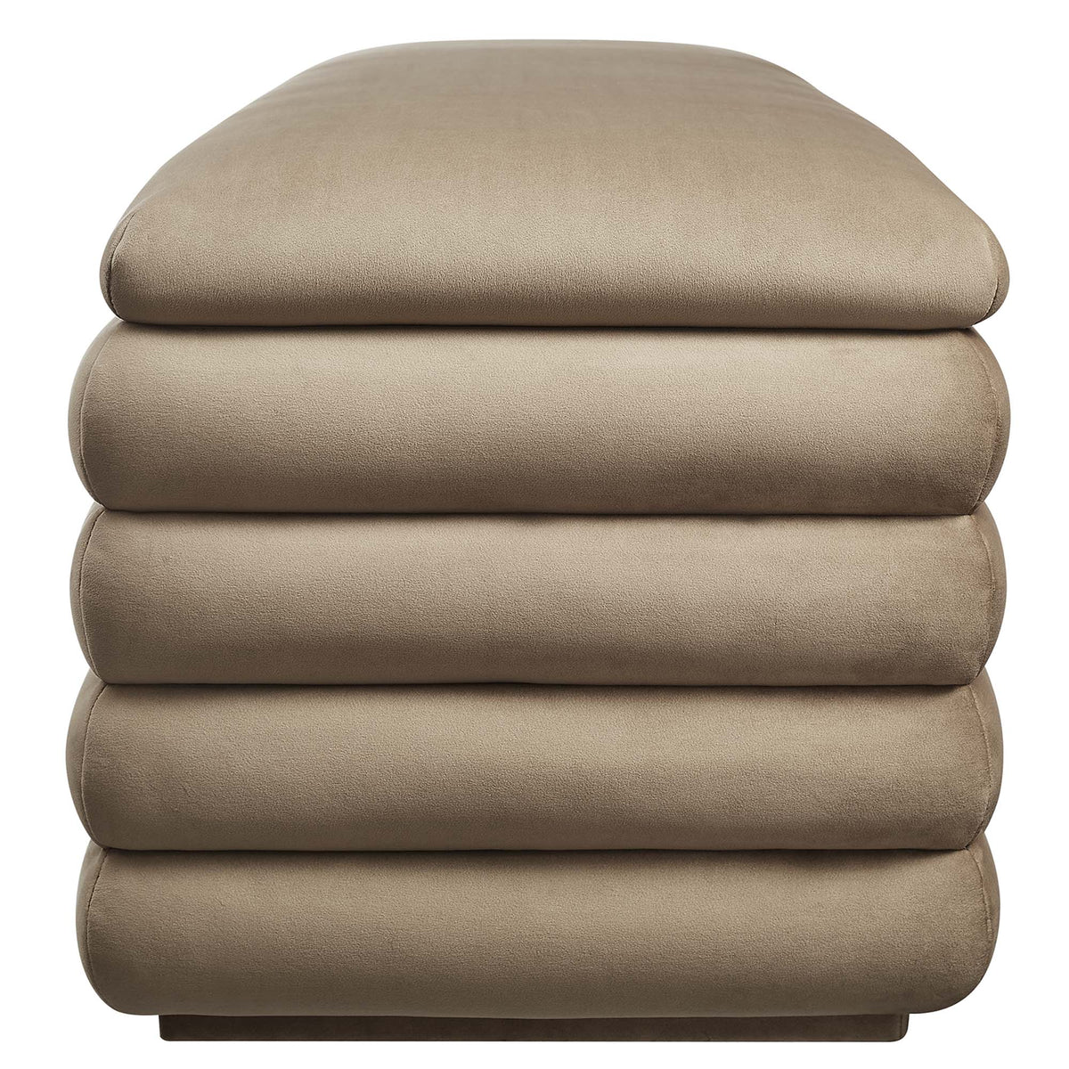 Mezzo upholstered storage bench cushions in taupe performance velvet, four stacked cushions by Modway on Tampa Home & Garden Store