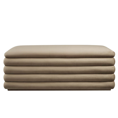 Mezzo Upholstered Performance Velvet Storage Bench beige taupe, 4-piece set on Tampa Home & Garden Store