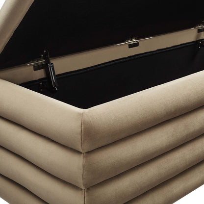 Mezzo Upholstered Performance Velvet Storage Bench beige lift-top storage by Modway, HouseOfZazla on Tampa Home & Garden Store