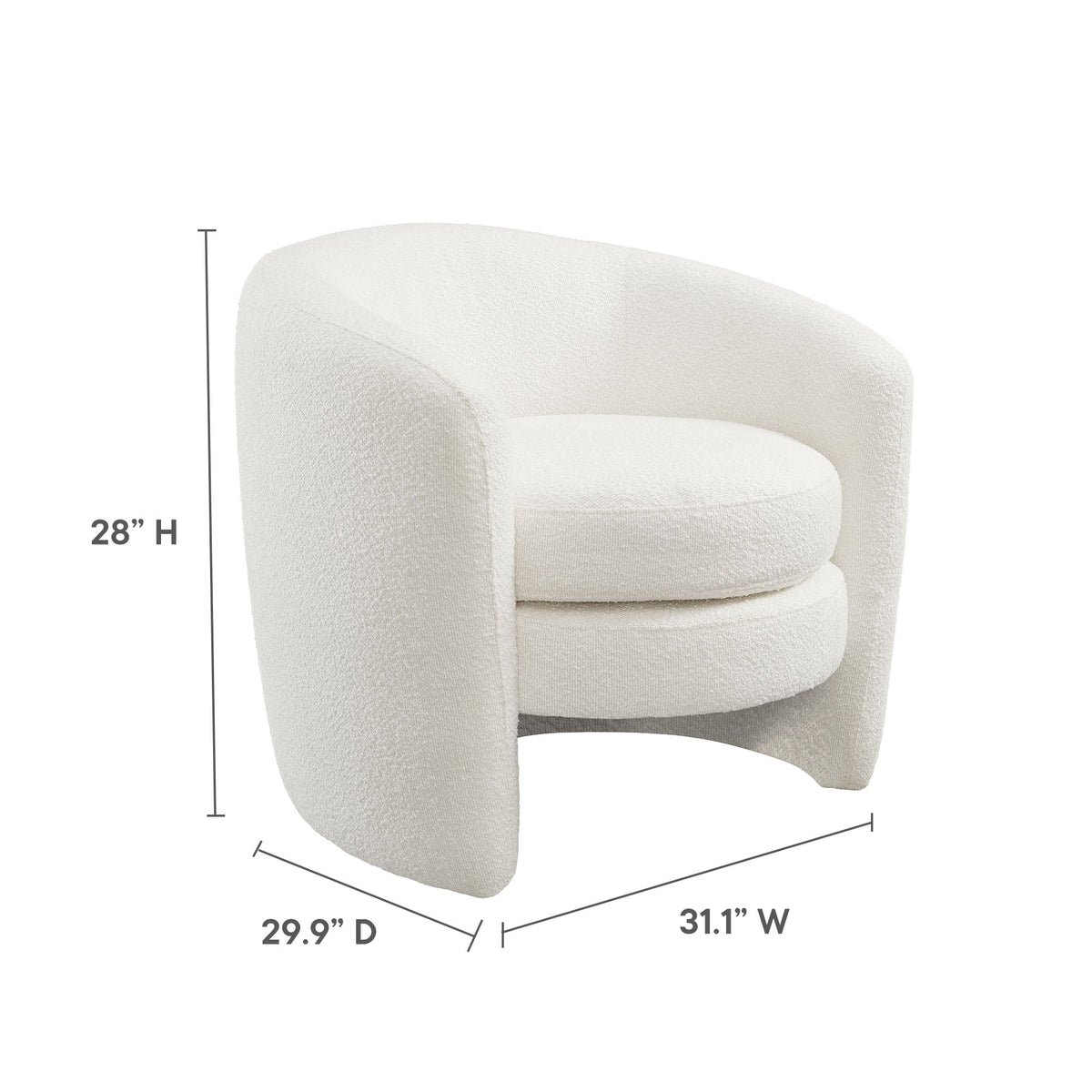 Affinity Upholstered Boucle Fabric Curved Back Armchair cream boucle upholstery by Modway on Tampa Home & Garden Store