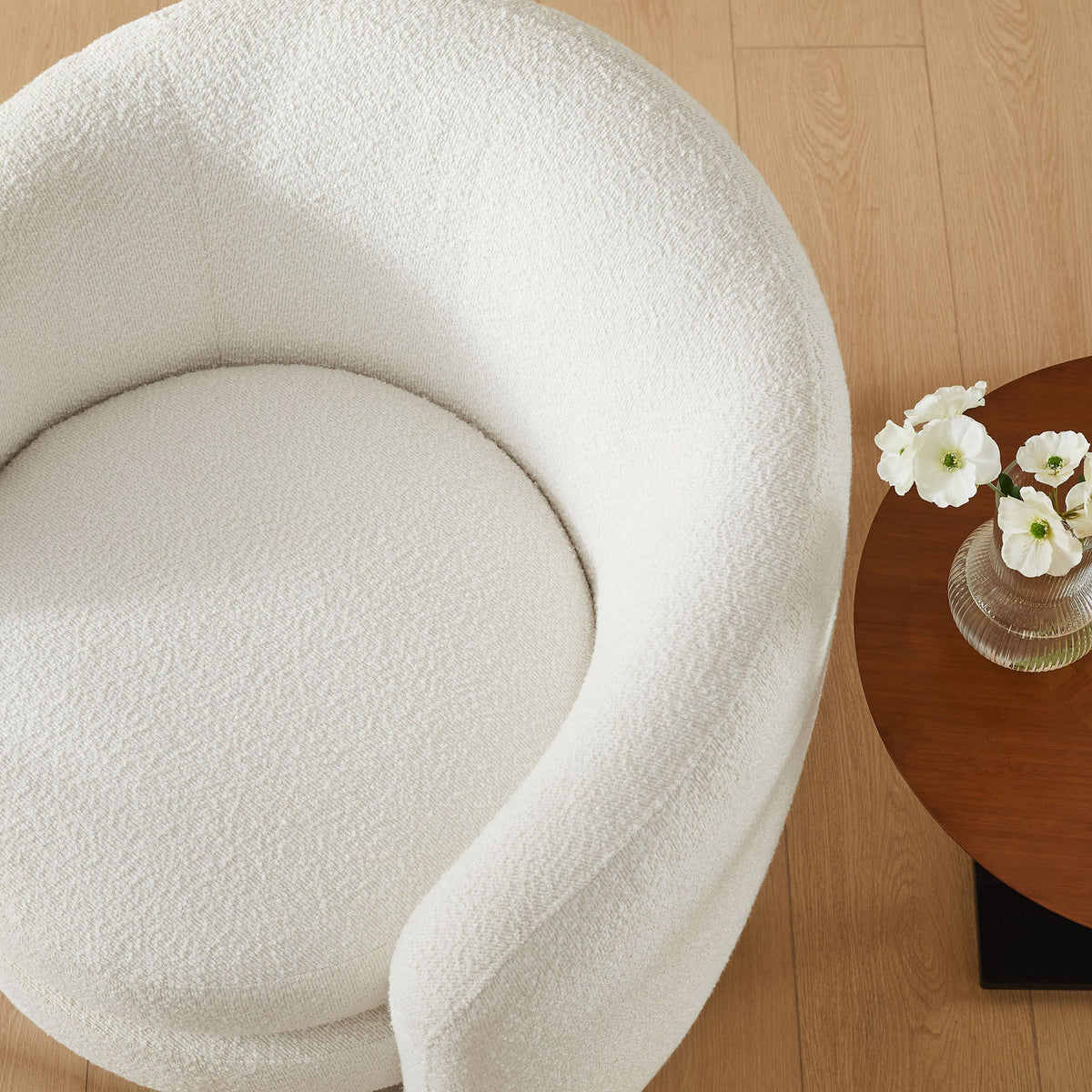 Affinity boucle fabric curved-back armchair in cream by Modway on Tampa Home & Garden Store