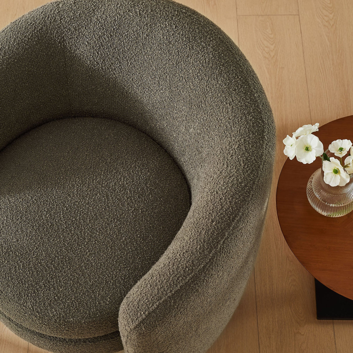 Affinity Upholstered Boucle Armchair, curved back in charcoal boucle fabric by Modway on Tampa Home & Garden Store