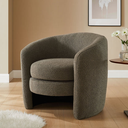 Affinity bouclé curved-back armchair in dark gray upholstery by Modway, shown with a white vase on Tampa Home & Garden Store
