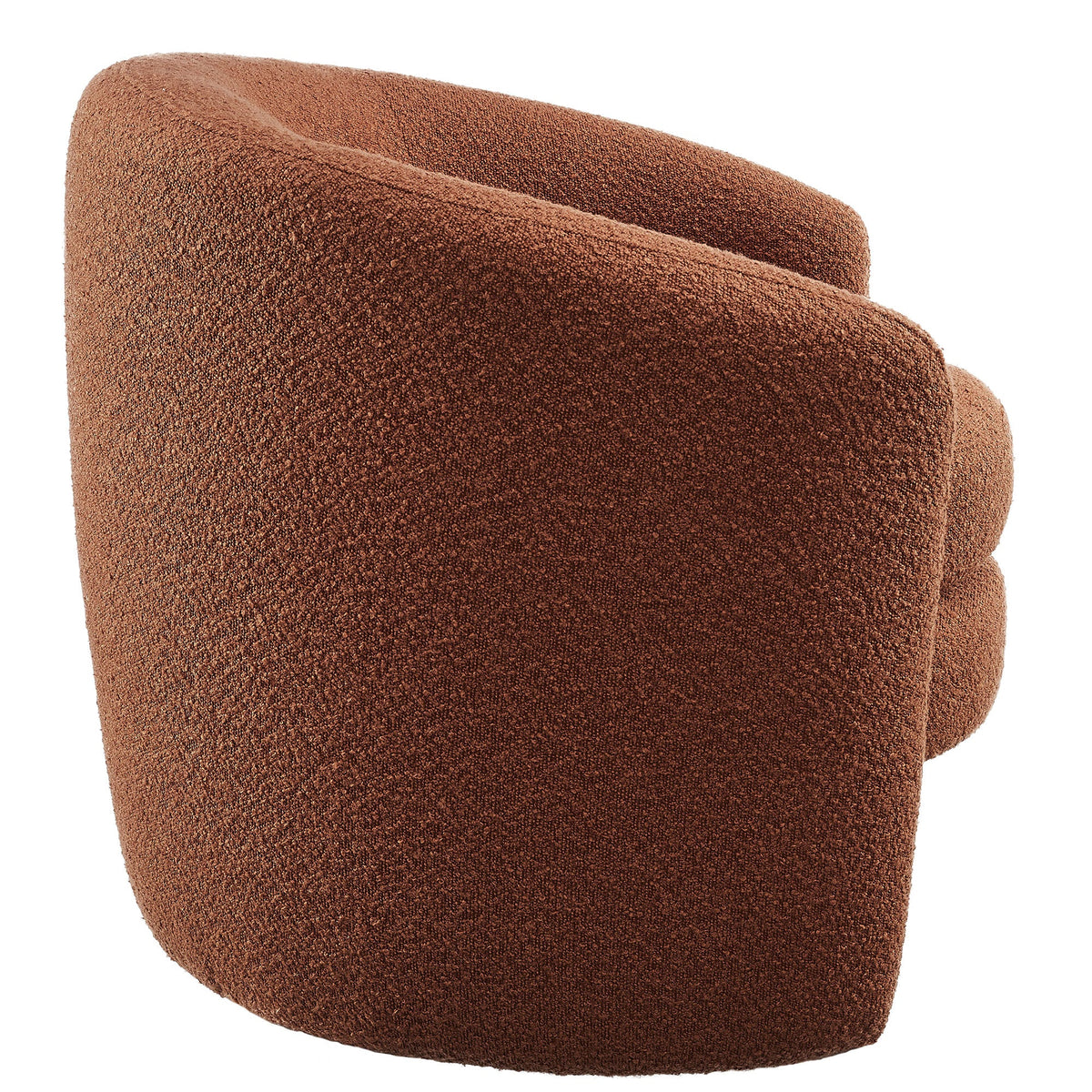 Affinity Upholstered Boucle Fabric Curved Back Armchair in warm brown by HouseOfZazla on Tampa Home & Garden Store