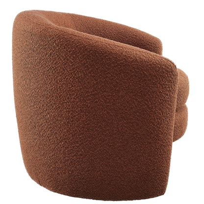 Affinity Upholstered Boucle Fabric Curved Back Armchair in warm brown by HouseOfZazla on Tampa Home & Garden Store