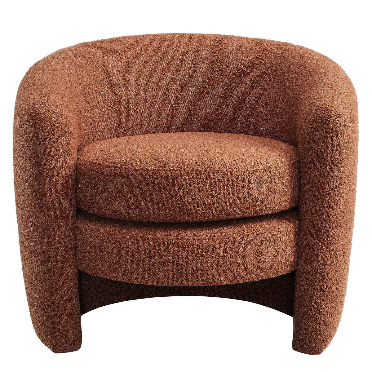 Affinity Upholstered Boucle Fabric Curved Back Armchair by Modway in rust-brown boucle on Tampa Home & Garden Store