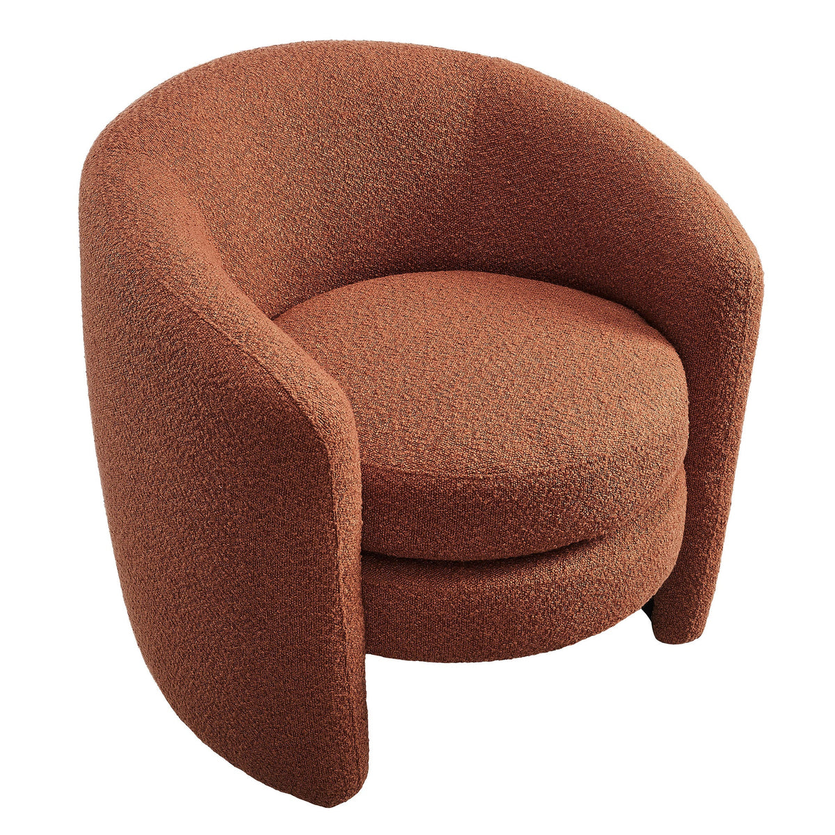 Affinity upholstered boucle curved-back armchair in terracotta orange by Modway on Tampa Home & Garden Store
