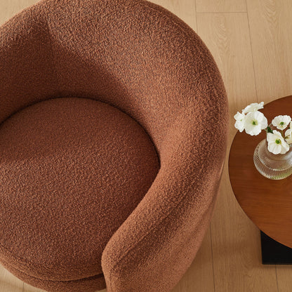 Affinity Upholstered Boucle Curved Back Armchair in warm brown boucle fabric on Tampa Home & Garden Store