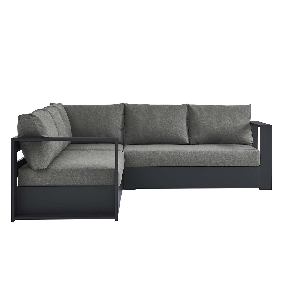 Tahoe 3-Piece Outdoor Patio Powder-Coated Aluminum Sectional Sofa Set with dark gray cushions on Tampa Home & Garden Store