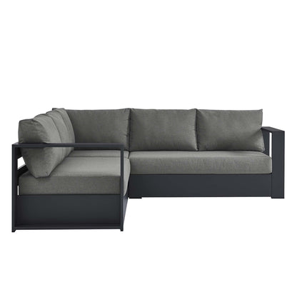 Tahoe 3-Piece Outdoor Patio Powder-Coated Aluminum Sectional Sofa Set with dark gray cushions on Tampa Home & Garden Store