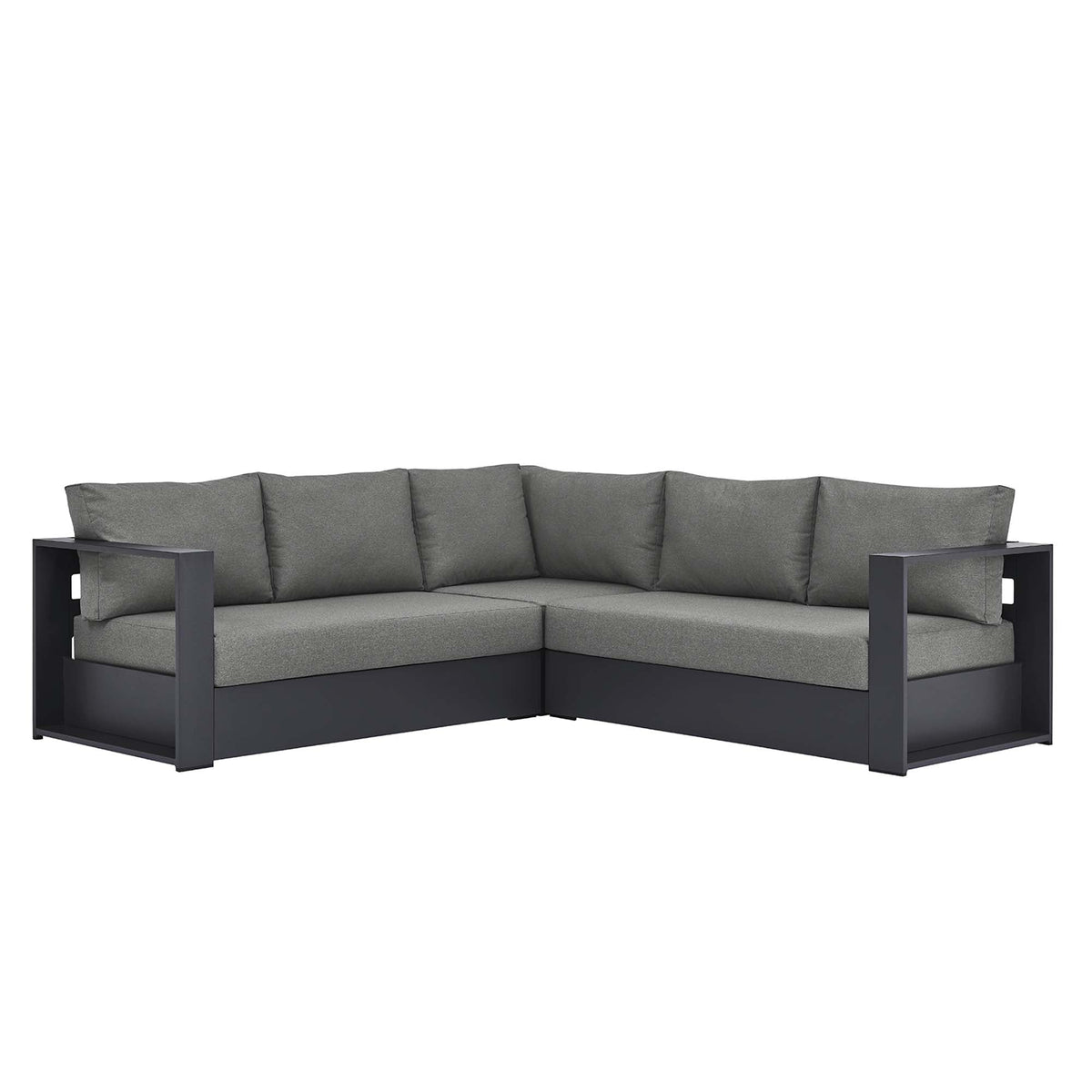 Tahoe 3-Piece Sectional Sofa Set with powder-coated aluminum frame and gray cushions on Tampa Home & Garden Store